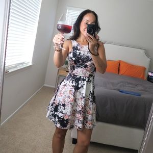 Black & White w/ Pastel Floral Sundress